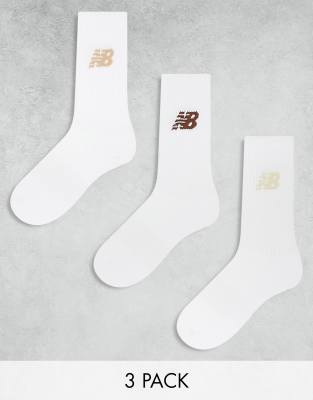 New Balance neutral 3 pack crew socks in beige, tan and brown | ASOS