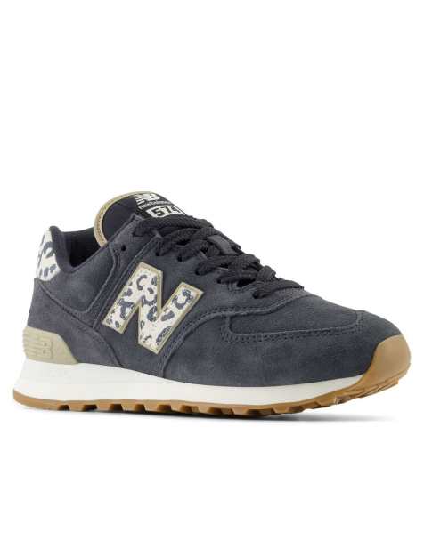 New Balance - New Balance 574 - Sneakers in zwart met luipaardprint - view 1