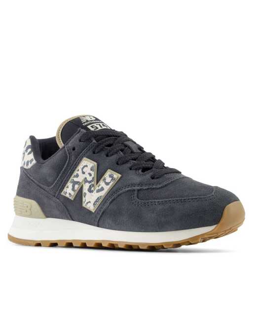 New Balance - New Balance 574 - Sneakers nere con stampa leopardata