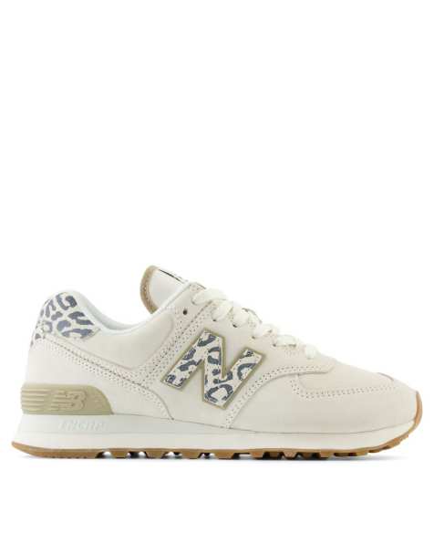 New Balance New balance 574 trainers in white with leopard print - WHITE - view 1