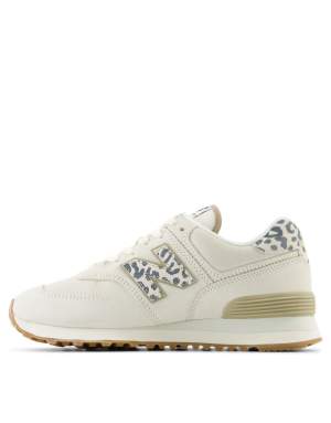 New Balance New balance 574 trainers in white with leopard print - WHITE