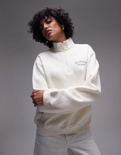 New Balance – Oberteil aus Fleece in Beige mit halblangem Reißverschluss - view 1
