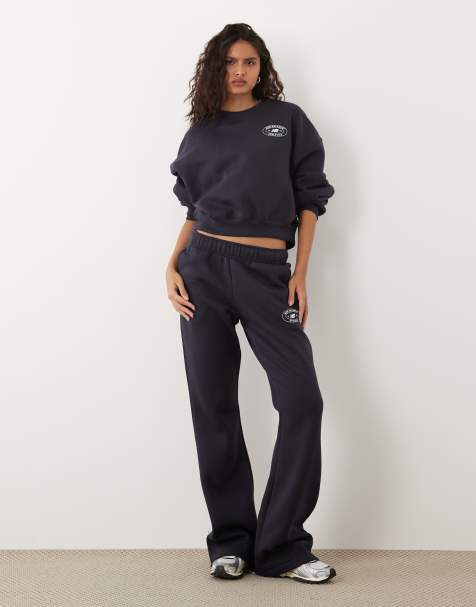 New Balance omarbetade fleece-träningsbyxor i svart - view 1