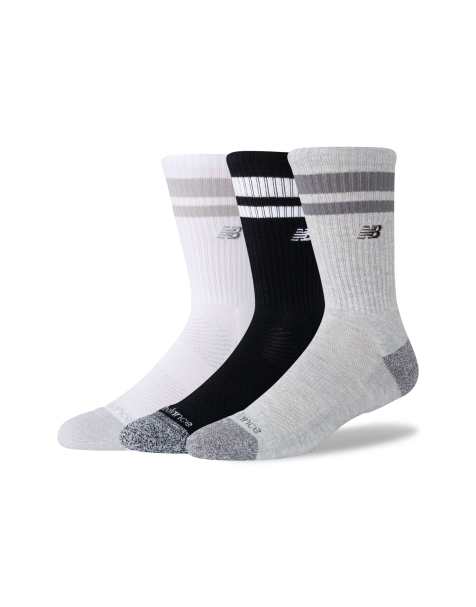 New Balance - pack de 3 calcetines deportivos premium de caña media a rayas en blanco NB - view 1