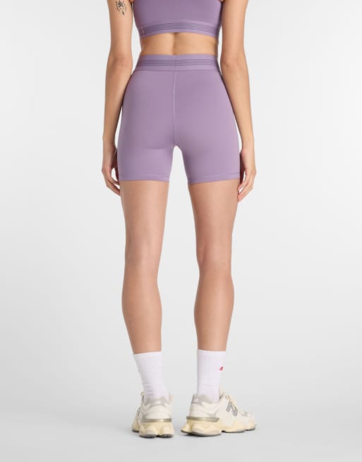 New Balance - Pantalones cortos de 5" morados ajustados, 2 de 4