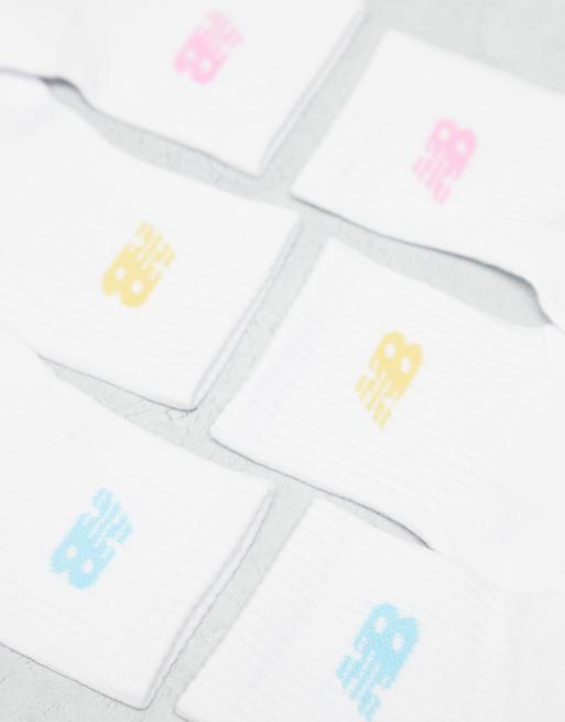 New Balance pastel 3 pack ankle socks in blue, pink and yellow, 2 of 4