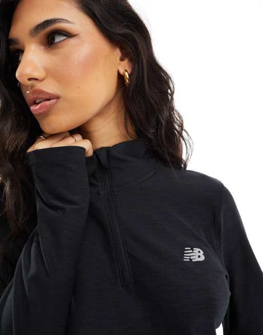 New Balance performance 1 2 zip top in black ASOS