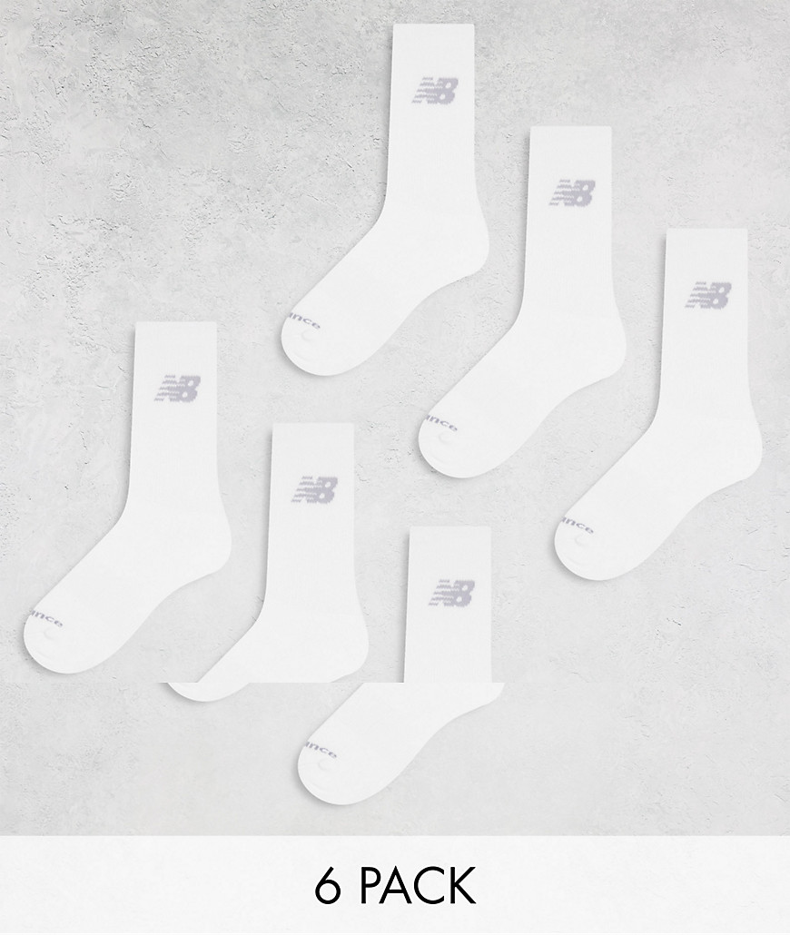 New Balance performance crew sock 6 pack in white