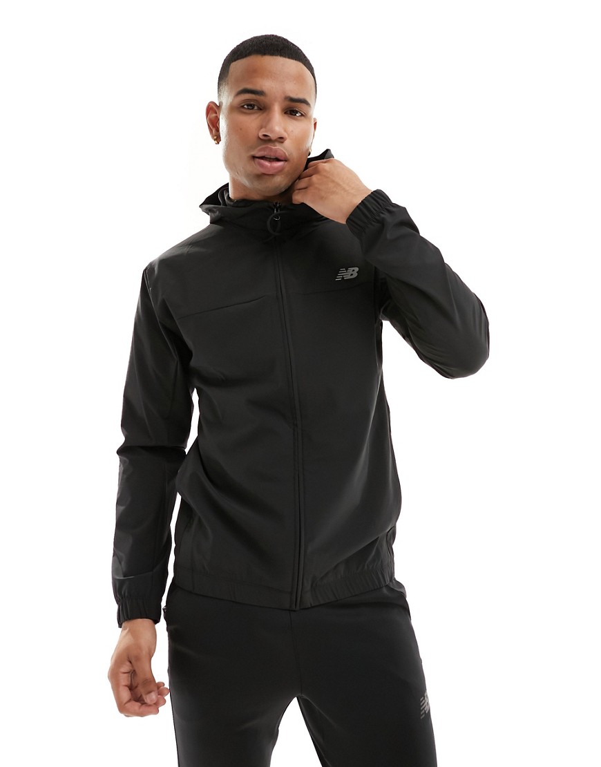 New Balance performance full zip woven jacket in black