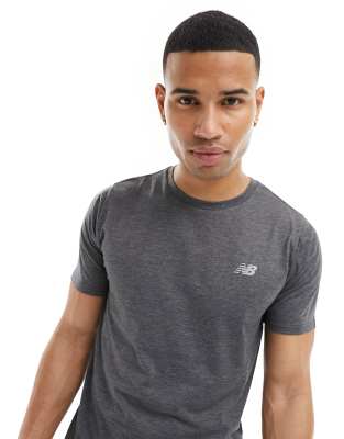 New Balance performance heathertech t-shirt in dark grey