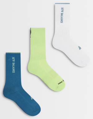 New Balance performance multi logo ankle sock 3 pack in multi