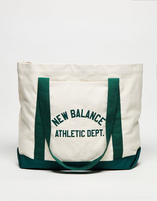 New Balance – Płócienna torba typu tote z zielonymi detalami