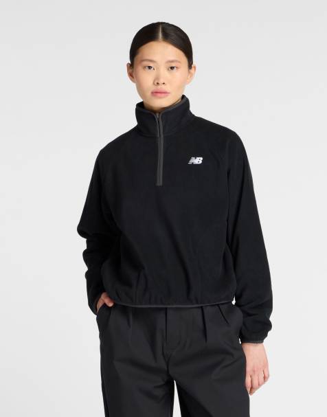 New Balance - Polaire de sport à col zippé et imprimé graphique - Noir - view 1