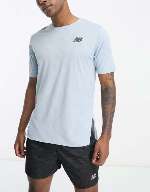 New Balance - Q Speed - Blå kortærmet T-shirt i jacquard