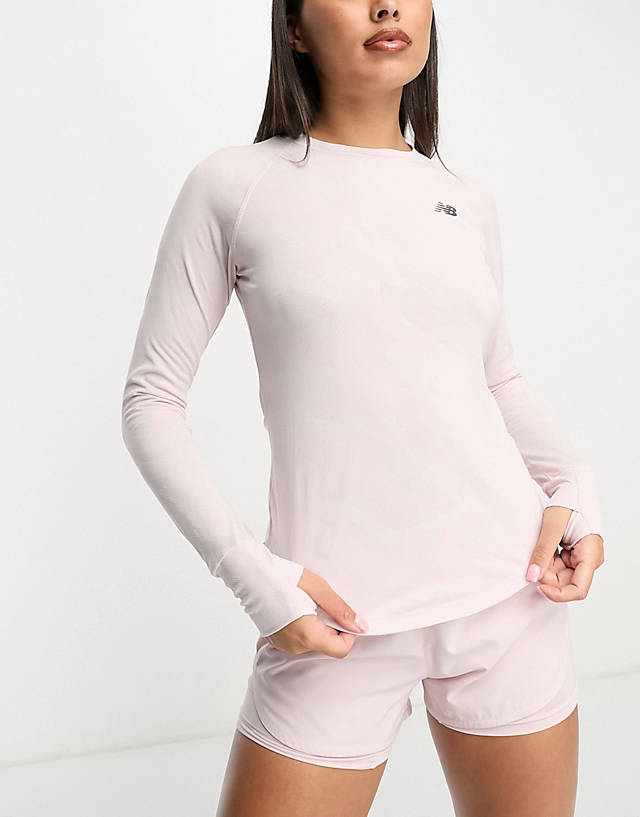 New Balance - q speed jacquard long sleeve top in pink