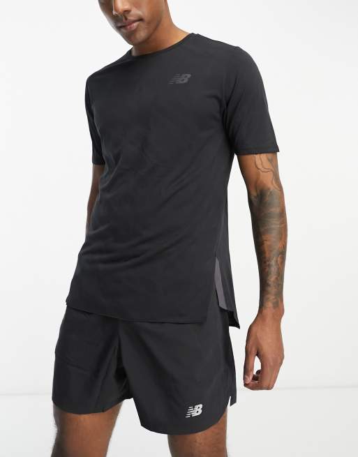 New Balance - Q Speed - T-shirt van jacquard met korte mouwen in zwart