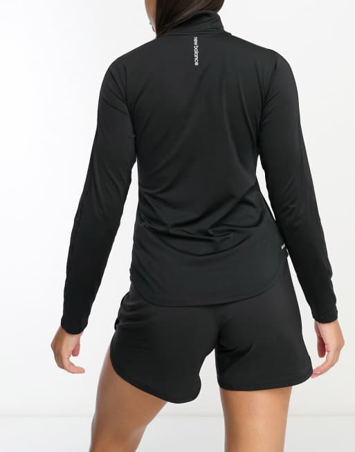 New Balance quarter zip long sleeve top in black | ASOS