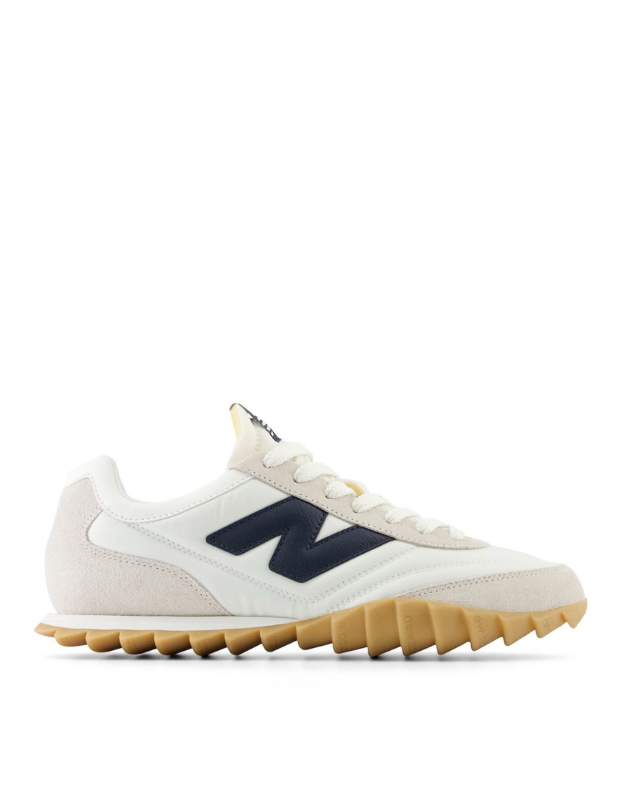 New Balance RC30 trainers with gum sole in white and burgundy