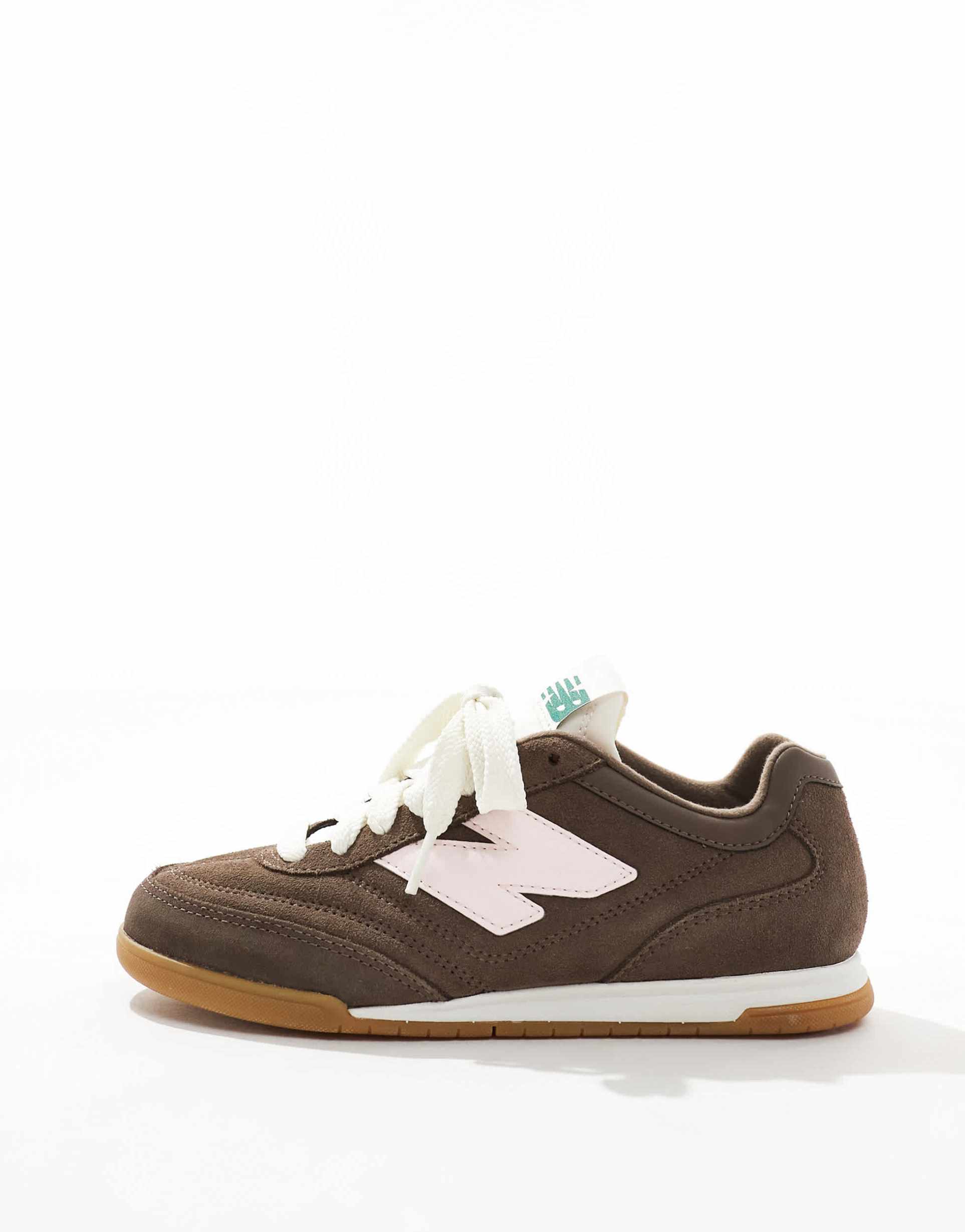 new balance rc42 sneakers in brown and pink with gum soles - exclusive to asos