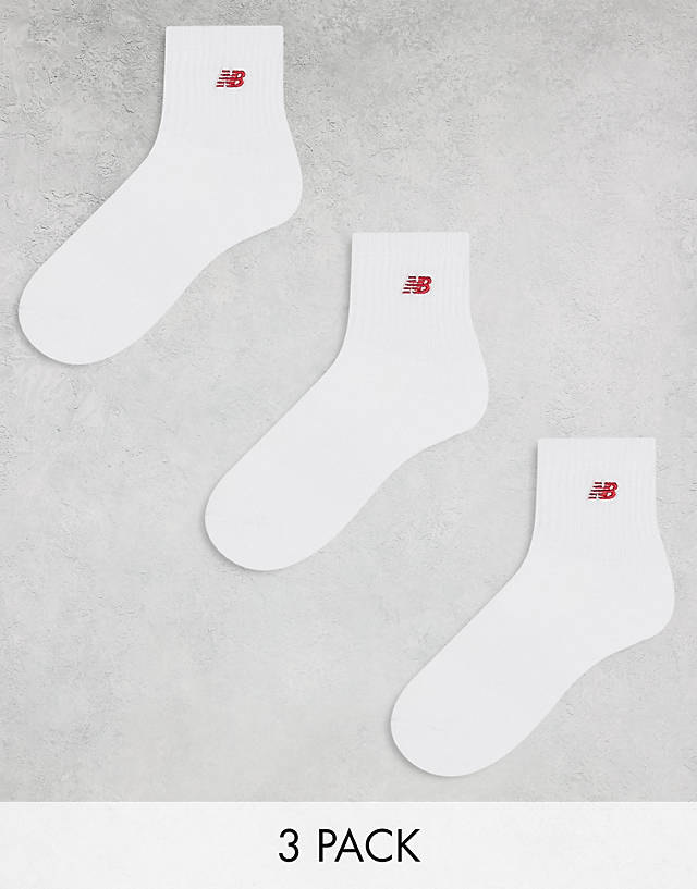 New Balance - red logo mid sock 3 pack in white