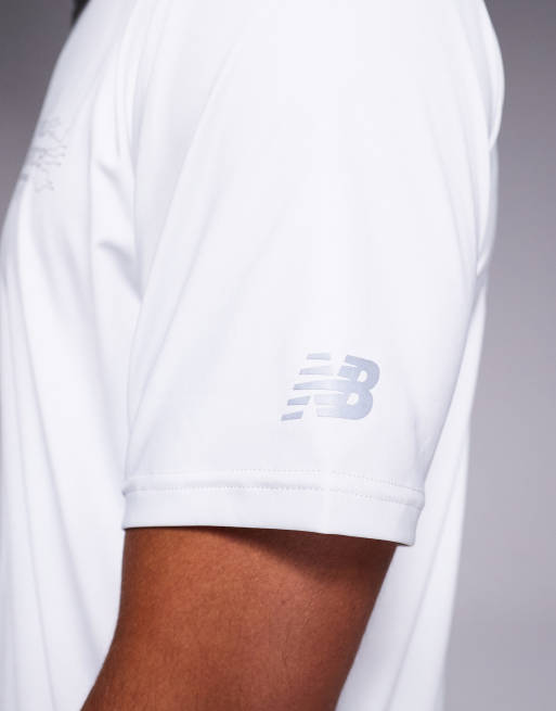 New Balance reflective poly running t-shirt in white, 4 of 5