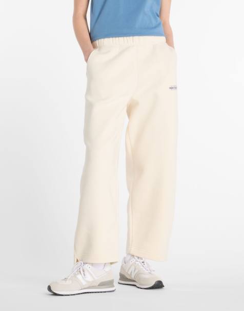 New Balance Reimagined fleece barrel leg pant in beige - view 1