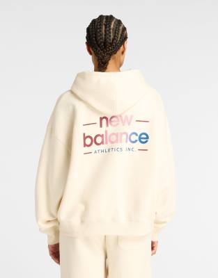 New Balance - Reimagined - Fleece-Kapuzenpullover in Beige mit Oversize-Schnitt-Brown