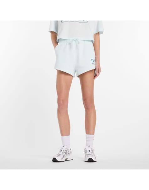 New Balance – Reimagined – Fleece-Shorts in glitzerndem Blau - view 1