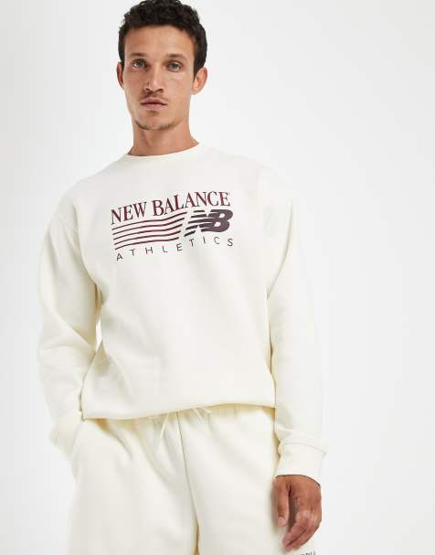 New Balance reimagined graphic fleece sweatshirt in off white - view 1