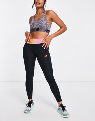 New Balance Relentless leggings in black with contrast waistband - exclusive to ASOS