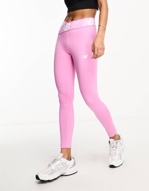 New Balance Relentless Crossover Mixed Print High Rise leggings in Pink