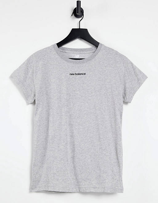 Tops New Balance Relentless logo crew neck t-shirt in grey 