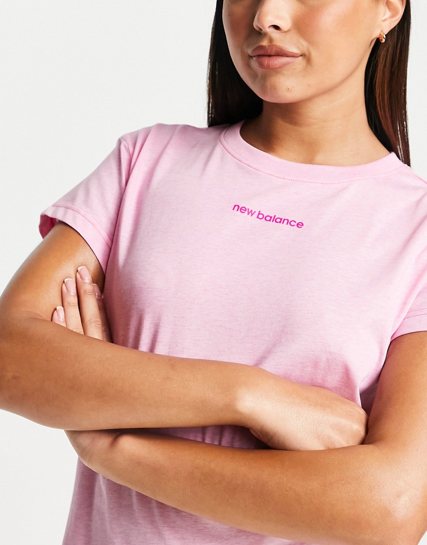 New Balance Relentless small logo crew neck t-shirt in pink