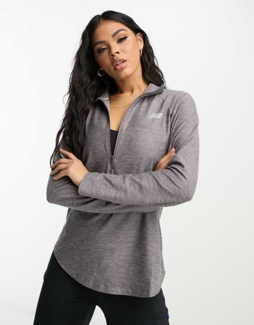 New Balance Relentless space dye 1/4 zip top in charcoal