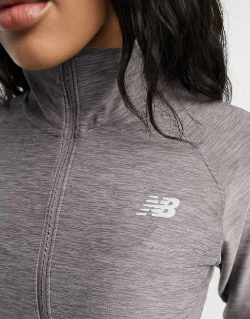 New Balance Relentless Space Dye 1/4 Zip Top In Charcoal-Grey for