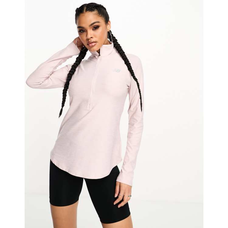 Chaqueta Running Mujer New Balance Relentless Performance 1/4 Zip Rosada