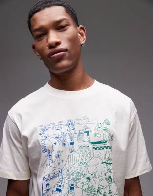 Run - T-Shirt in Wollweiß mit Grafik Weiß L