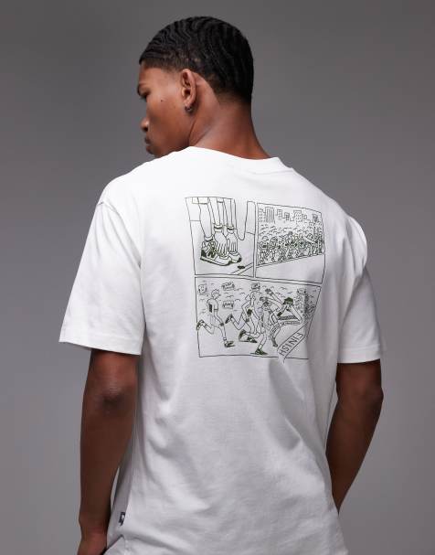 New Balance Runners graphic back print t-shirt in off white