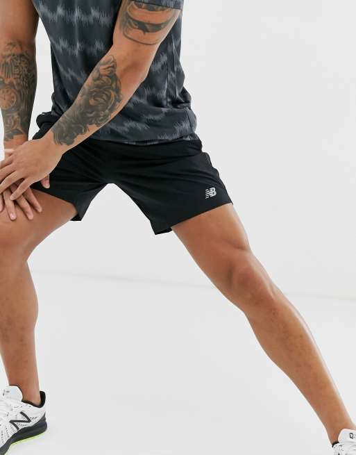 New balance running 7 inch shorts in black sale