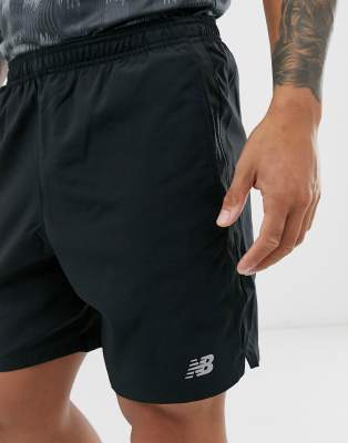 new balance men's 7 inch running shorts black