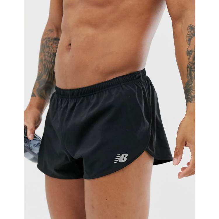 New Balance Running accelerate 3 inch slit shorts in black