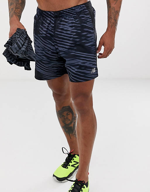 New Balance Running accelerate 5 inch shorts in black print | ASOS