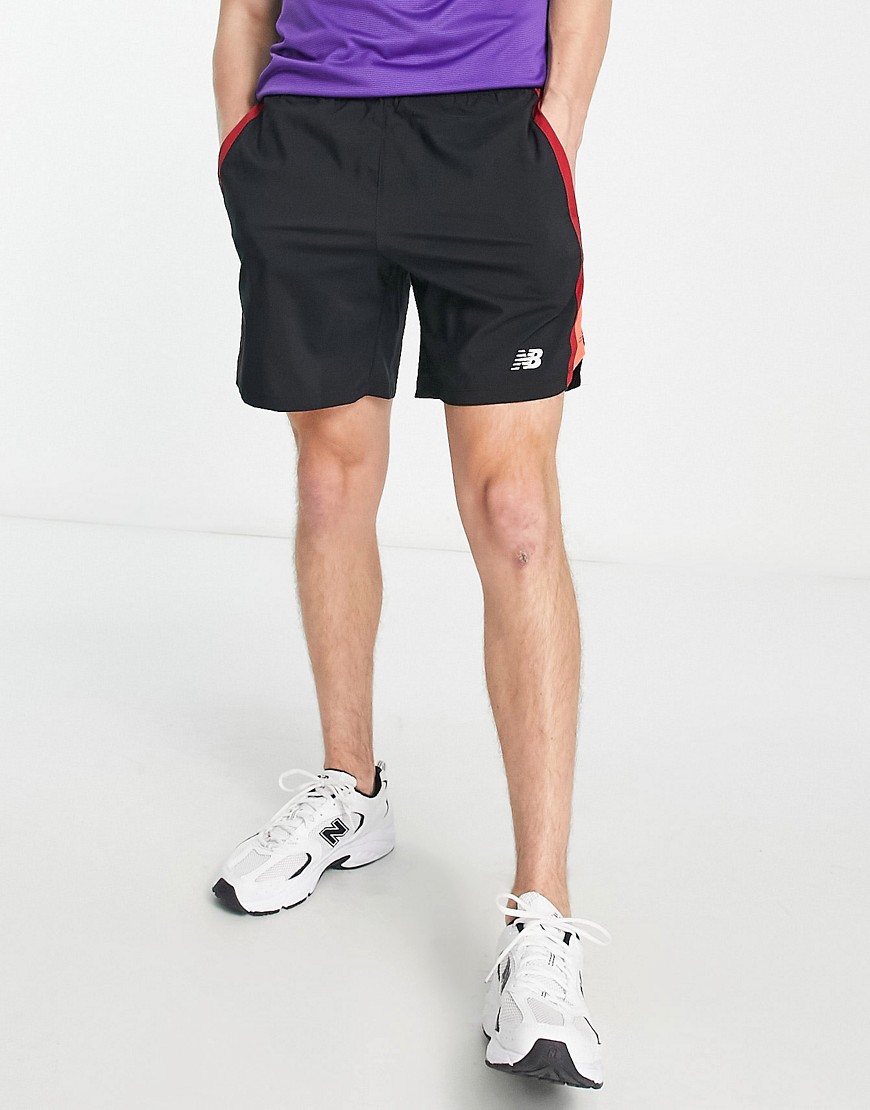 New Balance Running Accelerate 7 inch shorts in black and red