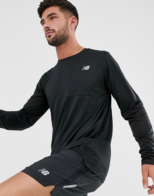 New Balance Running accelerate colour block long sleeve top in black