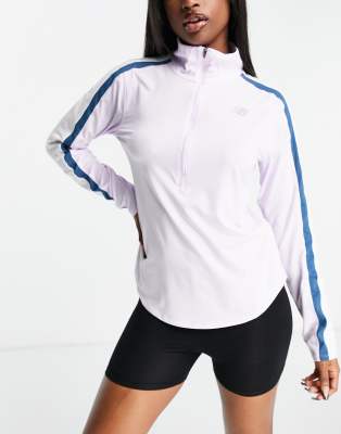 New Balance New Balance Running Accelerate half zip t-shirt in lilac-Purple