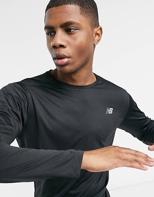 New Balance Running Accelerate logo long sleeve top in black