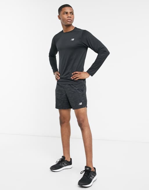 New Balance Running accelerate logo long sleeve top in black