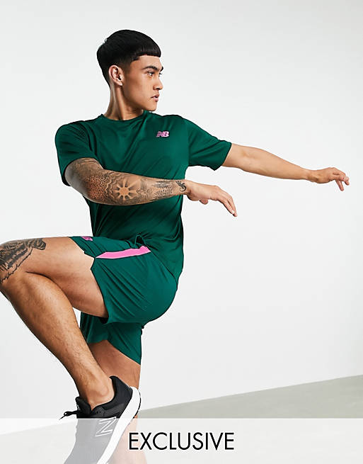 New Balance Running Accelerate short sleeve tshirt in green exclusive to ASOS