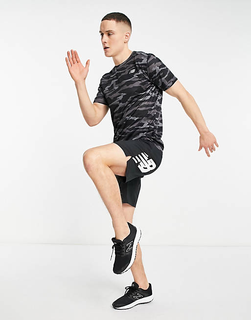New Balance Running accelerate t-shirt in black camo