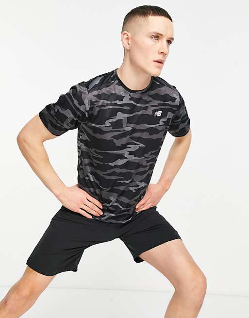 New Balance Running accelerate t-shirt in black camo New Balance Running accelerate t-shirt in black camo
